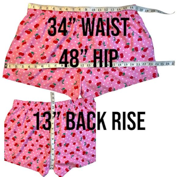 ❌❌NOT FOR SALE Joy Spun Cherry Print Flannel Pajama Shorts Sz L - Picture 9 of 11